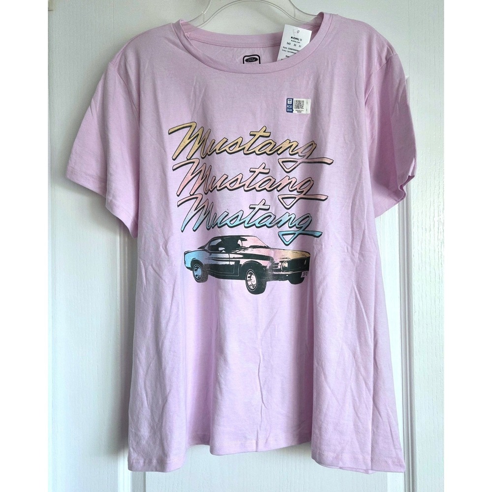 Ford Mustang Graphic Tee Daydream Pink Retro Car T-Shirt Size 2XL NEW